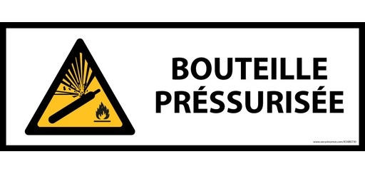 Panneau de sécurité - Danger bouteille pressurisée - Horizontal