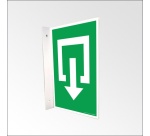 Panneau d'évacuation en drapeau - Sortie - PVC - 150 x 210 mm