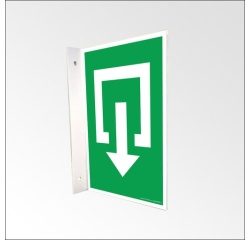 Panneau d'évacuation en drapeau - Sortie - PVC - 150 x 210 mm