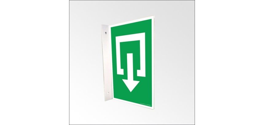 Panneau d'évacuation en drapeau - Sortie - PVC - 150 x 210 mm