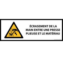 Panneau Danger – Écrasement main presse plieuse – Signalétique
