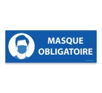 Panneau signalétique Masque obligatoire ERP - Rectangle bleu