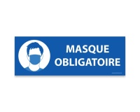 Panneau signalétique Masque obligatoire ERP - Rectangle bleu