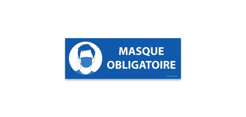 Panneau signalétique Masque obligatoire ERP - Rectangle bleu