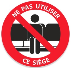 Adhésif "Ne pas utiliser ce siège" noir - 100 mm