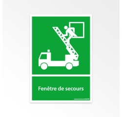 Panneau d'évacuation - Pictogramme Fenêtre de secours - ISO 7010 Vinyle A5