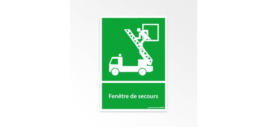 Panneau d'évacuation - Pictogramme Fenêtre de secours - ISO 7010 Vinyle A5