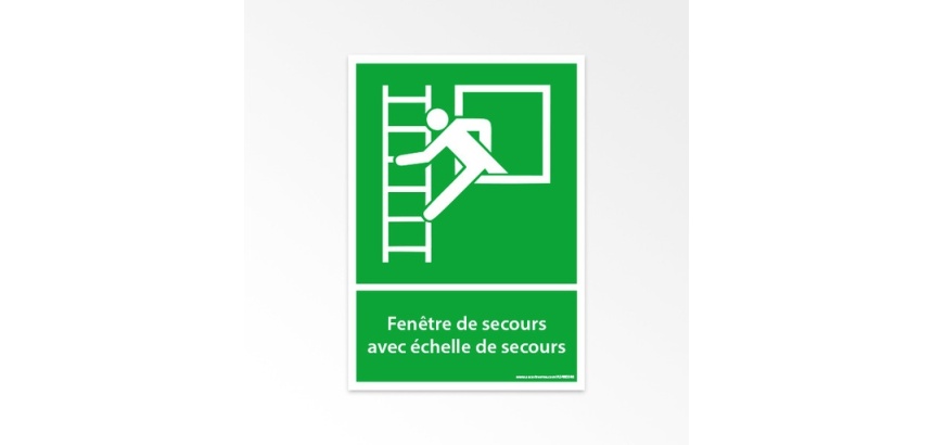 Panneaux évacuation - Fenêtre secours avec échelle - E016 - ISO 7010 Vinyle A5
