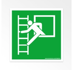 Panneau Evacuation - Fenêtre secours échelle - E016 - ISO 7010 125 x 125 mm Vinyle
