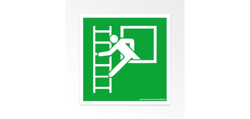 Panneau Evacuation - Fenêtre secours échelle - E016 - ISO 7010 125 x 125 mm Vinyle