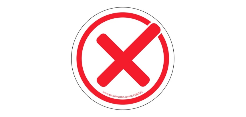 Panneau adhésif - Coche rouge - Signalisation d'interdiction 100 mm
