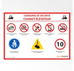 Panneau - Consignes de sécurité chariot élévateur - A3 - PVC