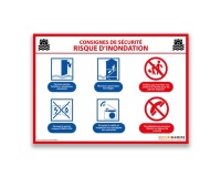 Panneau de consignes de sécurité pour risque d'inondation - A3/A4 PVC 2 mm A3
