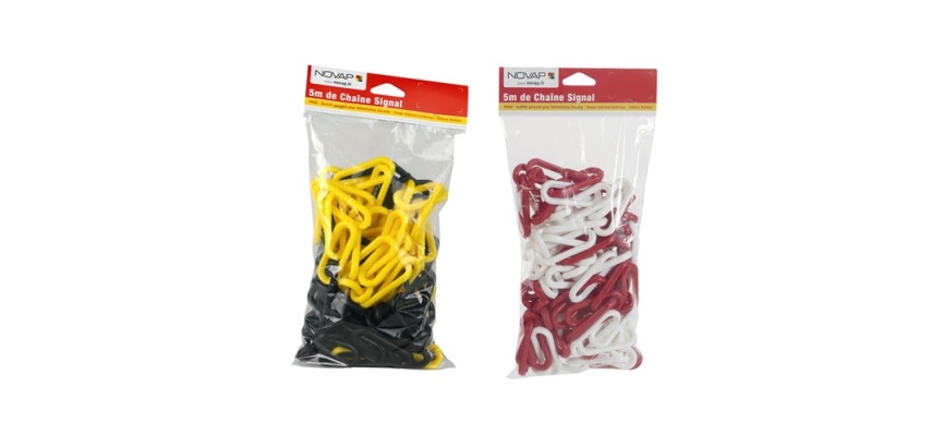 Chaîne de signalisation poteaux - Polyéthylène haute densité - 5m Rouge/Blanc