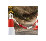 Chaîne de signalisation poteaux - Polyéthylène haute densité - 5m Rouge/Blanc