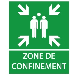 Panneau Zone de confinement avec texte et flèches - 25x 30 cm