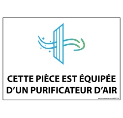 Autocollant - Cette pièce est équipée d'un purificateur d'air