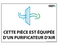 Autocollant - Pièce est équipée d'un purificateur d'air - HEPA