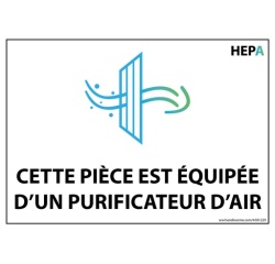 Autocollant - Pièce est équipée d'un purificateur d'air - HEPA