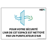 Panneau signalétique - Air filtré par HEPA - 150 x 210 mm - Vinyle