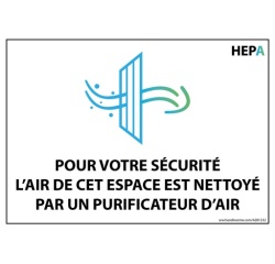 Panneau signalétique - Air filtré par HEPA - 150 x 210 mm - Vinyle
