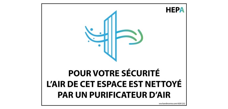 Panneau signalétique - Air filtré par HEPA - 150 x 210 mm - Vinyle