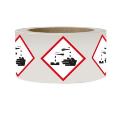 Rouleau de Pictos CLP - Matières corrosives - GHS05 - ISO 7010