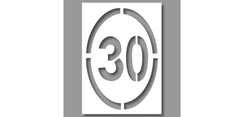 Pochoir - Limitation 30 km/h - Grand format - PVC Souple