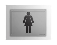 Plaque gravée - Toilettes picto Femme - 10x14 cm - Gravoply Inox