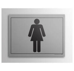 Plaque gravée - Toilettes picto Femme - 10x14 cm - Gravoply Inox