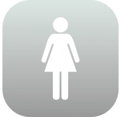 Plaque signalétique - Pictogramme Femme - Plexiglas® - 120 x 120 mm Rouge
