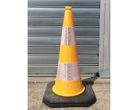 Cône de signalisation Jaune vif à bandes rétro-réfléchissantes Hauteur: 750 mm