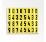 Planche chiffres - Noir sur jaune 15 mm - Tissu plastifié