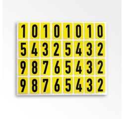 Planche chiffres - Noir sur jaune 15 mm - Tissu plastifié