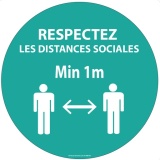 Panneau ou Autocollant Respectez les distances bleu Vinyle ou PVC  Diam: 100mm-200mm-315mm - Vinyle Souple Autocollant - 100 mm