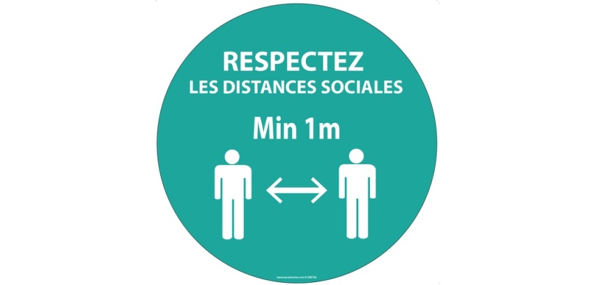 Panneau ou adhésif rond - Respectez les distances sociales