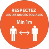 Panneau Respectez les distances orange Vinyle ou PVC Diam:100mm à 315mm - PVC - 315 mm