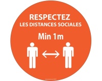 Autocollant vinyle - Distances sociales Vinyle Souple Autocollant Ø 100 mm