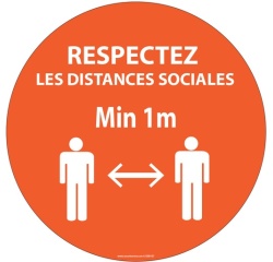 Autocollant vinyle - Distances sociales Vinyle Souple Autocollant Ø 100 mm