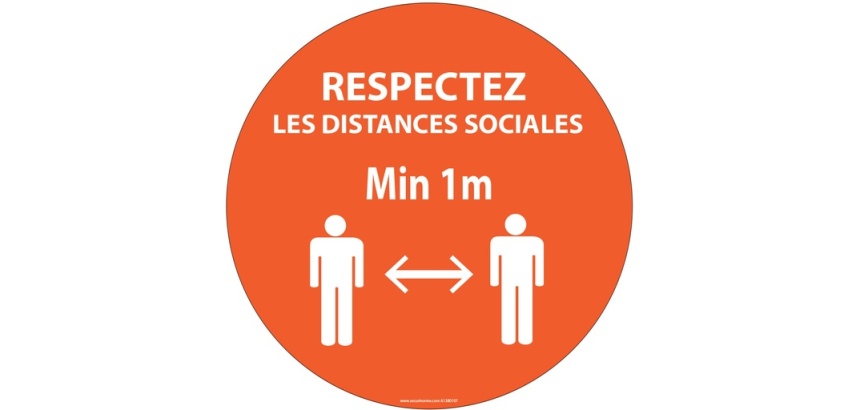 Autocollant vinyle - Distances sociales Vinyle Souple Autocollant Ø 100 mm