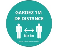 Panneau ou Autocollant Gardez 1m de distance bleu Vinyle ou PVC  Diam:100/200/315mm  (PVC, 200 mm)