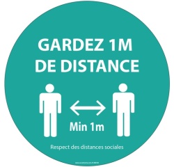 Panneau/Autocollant - Gardez 1m de distance - Plusieurs tailles Vinyle Souple Autocollant Ø 100 mm