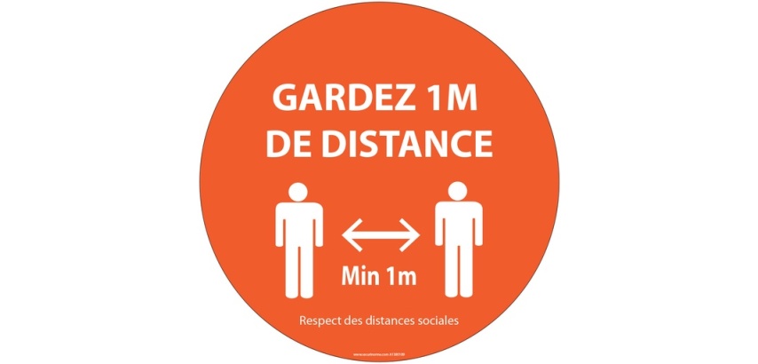 Signalétique de sécurité - Gardez 1m de distance - orange