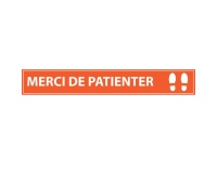 Adhésif de marquage au sol - "Merci de Patienter" - 700x100mm Orange