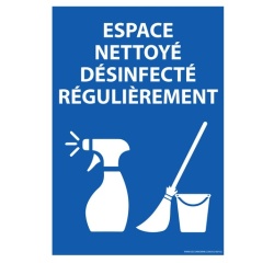 Panneau hygiène sanitaire Espace nettoyé et désinfecté régulièrement 210 x 148 mm (A5) PVC 2 mm