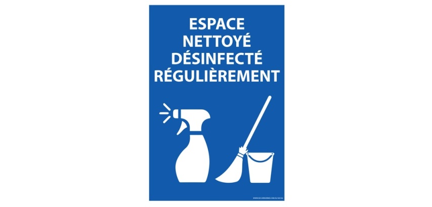 Panneau hygiène sanitaire Espace nettoyé et désinfecté régulièrement 210 x 148 mm (A5) PVC 2 mm