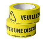Adhésif de marquage au sol -Veuillez conserver une distance d'1,5m - jaune fluo