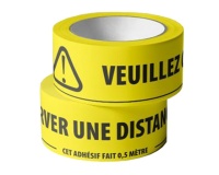 Adhésif de marquage au sol -Veuillez conserver une distance d'1,5m - jaune fluo