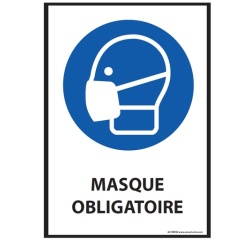 Panneau port du Masque obligatoire - M016 - Norme ISO 7010 210 x 148 mm (A5) Vinyle Souple Autocollant