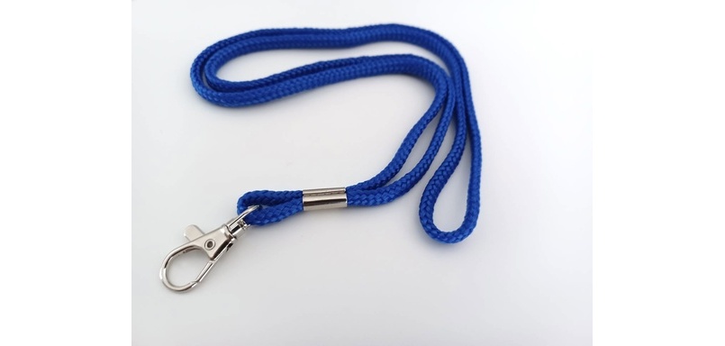 Cordon pour sifflet ou badge avec mousqueton - 90 cm - Bleu